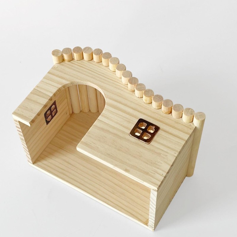 Guinea Pig Wood Hideout Hut with Window Small Animal Wooden
