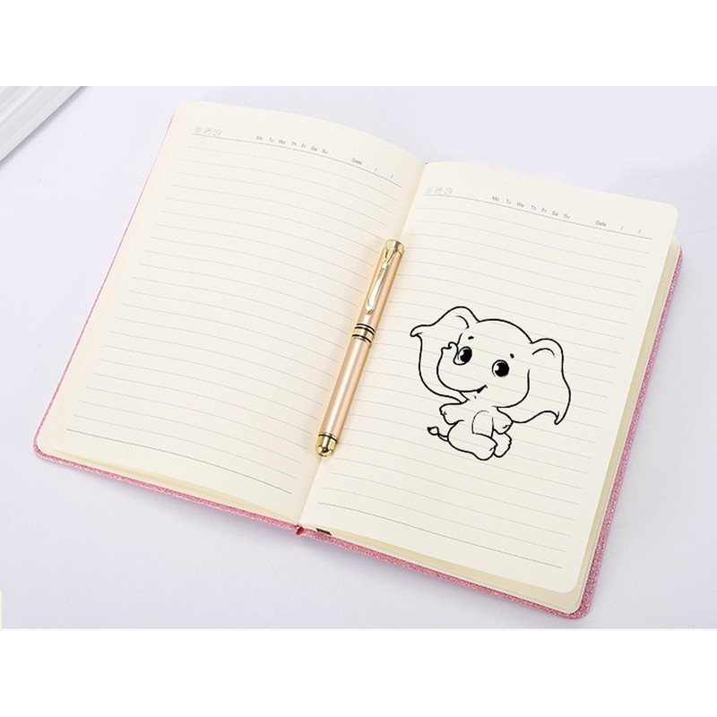 Yonavita Pink Glitter Notebook, 8.4"x 5.7", 200 Lined Pages, No