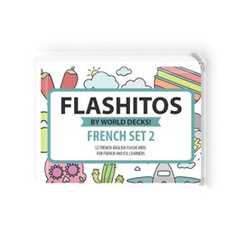 Flashitos by Quarterhouse! (French - Set 2), French - ESL Flash Cards for K-12 Students and Teachers, Set of 52, 2.5 x 3.5 Inches, Extra Durable