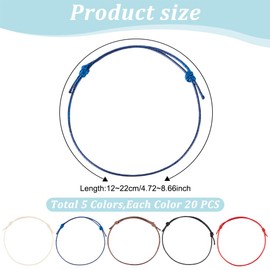 DELORIGIN 100 Stück 5 Farben Verstellbares Armband Zum Herstellen Eines Halbfertigen Freundschaftsarmbands Gewachstes Polyesterkordelarmband Für Frauen Und Männer Zubehör Zur Schmuckherstellung