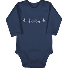 Shirtracer - Baby Bodysuit Long Sleeve Girl Boy - Cars - Heartbeat Car, 1 Navy Blue