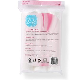 Simply Soft Cotton Rounds, 100% Cotton, Absorbent and Textured Cotton Pads are Lint Free, 300 Count