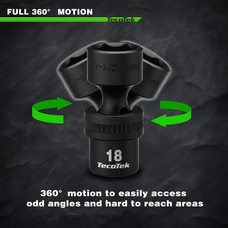 TecoTek 19 PCS 3/8" Drive Shallow Universal Impact Socket Set,