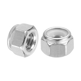 sourcing map 5Pcs 5/16"-18 Nylon Insert Hex Lock Nuts, 304 Stainless Steel Self-Locking Nylon Insert Stop Nut for Industrial Construction Fasteners, Silver & White