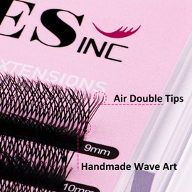 VEYES YY Lash Extensions C & D Curl 9-15mm Mixed Length Premade Volume Eyelash Fans, Professional Lash Extension Supplies, Matte Black(6D W-Shape 0.07 D-curl 9-15mm)