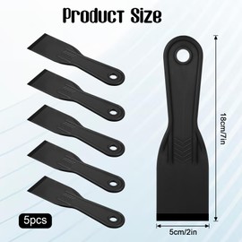 BOHUIZ 5 PCS Plastic Putty Knife, 2 Inch Flexible Plastic Paint Scraper Tool for Taping Drywall Wall Painting Putty Knives Set Spreader Spackle Tool for Spackling Patching Flexible Putty Knife, Black
