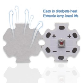 LEDGUHON 5Pcs 3W 660nm Red Super Bright Intensity 3535 SMD High Power LED Chip with Aluminum Plate 20mm Star PCB Base for Heat Sink for Growing Light(120deg,Red 660nm-665nm,DC 2.2-2.6V,700mA)