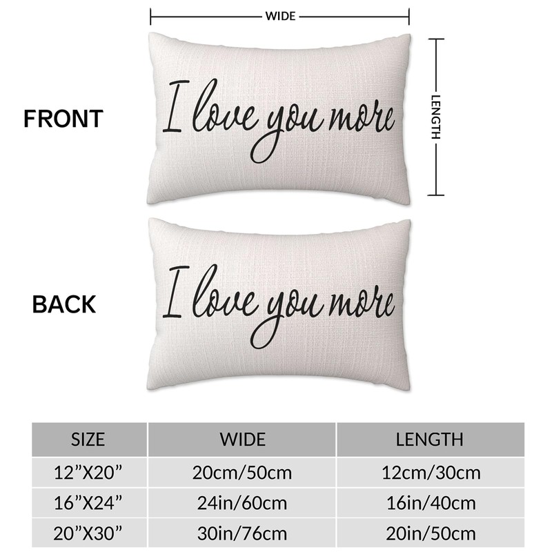 Nextchange I Love You More Quotes Pillow Covers, Linen Double-Sided