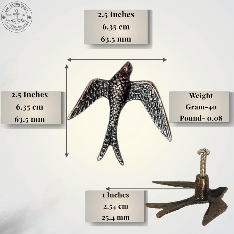 Antique Brass Eagle Drawer Knobs Vintage Bird Handles Decorative Metal