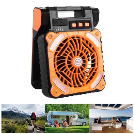 Unbranded Solar Camping Fan Rechargeable Battery Operated Fan 4 Speeds for Outdoor Use