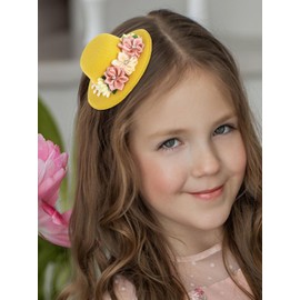 Bohend Mini Fascnator Hat Flower Hair Clip Girls Cute Tea Party Hats Women Accessory Yellow