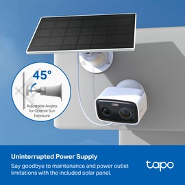 Tapo Tapo TP-Link C400 KIT Outdoor Battery Camera w/Solar Panel Base, Wireless, 1080P, Free Person/Vehicle Detection, SD/Cloud Storage, Color Night Vision, No Hub Needed, Works w/Alexa