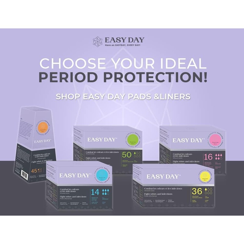 EasyDay Long Unscented Odour-Free Pantiliners, Superior Coverage, Invisible (Pack, 36,