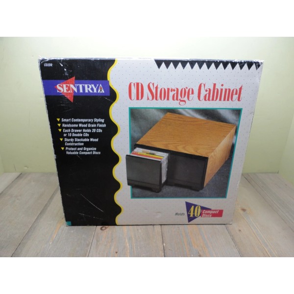 Sentry 40 CD Storage Cabinet New Faux Wood Grain Video