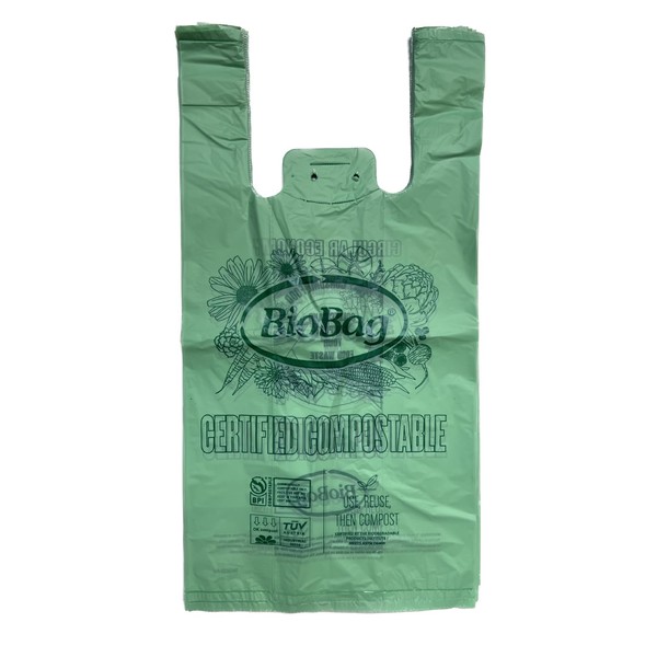 BioBag (USA) 100% Certified Compostable Shopping Bags, 12 lb Capacity, 500 Count, Standard Size Shopper, Great for On The Go, Farmers Markets, Grocery Stores, Restaurants