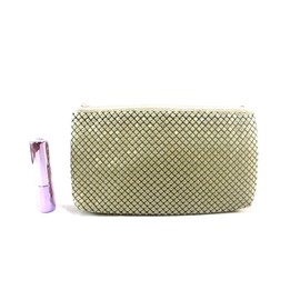 Frewahmesh Cosmetic Bag with Zipper,Travel Makeup Pouch,Metal Mesh Portable for Girls Women (Beige)