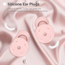 CYUK Peace Ear Plugs for Sleep - Noise Reduction Ear Plugs - Reusable Flexible Earplugs for Sleep - Travel - SNR 33dB Noise Reduction, 8 Ear Tips in XS,S,M, L (Pink, One Size)