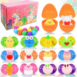 12 Piezas Huevos de Pascua, Pascua Huevos Juguet,Huevos de Plástico para Rellenar con Conejos y Osos,Huevos Sorpresa Juguete,Huevos Pascua Plastico Decoracion,Caja de Regalo de Pascua Huevos