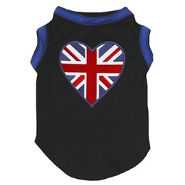 Petitebelle Britain Heart Puppy Dog Shirt (Black, Medium)