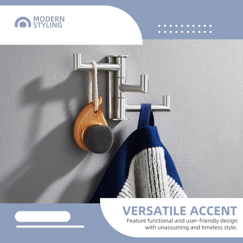 Angle Simple Swivel Towel Hook 3 Arms, SUS304 Stainless Steel