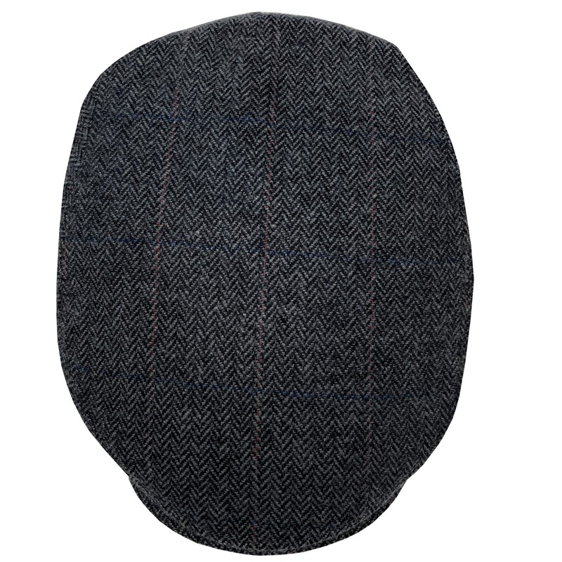 WEROR WEROR-380.1 Men's Flat Cap Peaked Cap Herringbone, charcoal