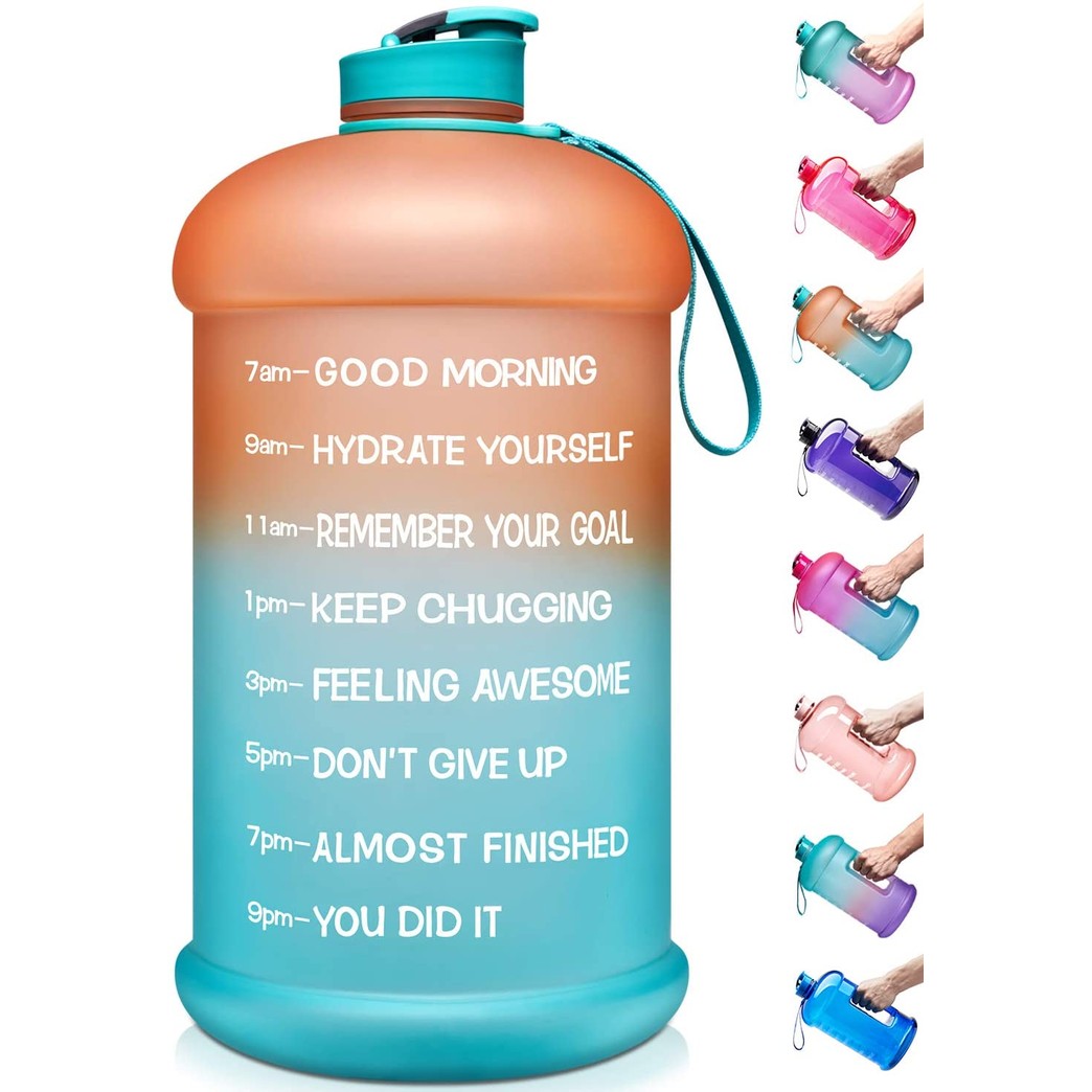 Venture Pal Large 128oz/74oz Leakproof BPA Free Fitness Sports Water Bottle with Motivational Time Marker to Ensure You Drink Enough Water Throughout The Day