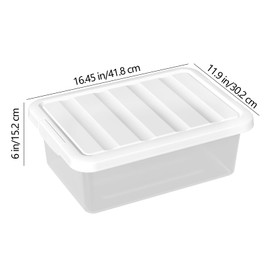 Afromy Plastic Storage Containers with Secure Latching Lids, Stackable Organization Bins, Clear/White, 14 Quart, Set of 2