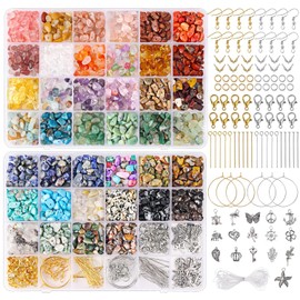 QUEFE Kit de 720 piezas de cuentas de cristal para hacer anillos, 40 colores de cuentas de cristal y cuentas de gemas para hacer joyas, cuentas de cristal para anillos, suministros para hacer pulseras