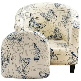 Foribyw Stretch Tub Chair Cover and Seat Cushion Cover, Printed Club Chair Slipcover, Breathable Polyester, Anti-Pilling, Neutral Color, Water Resistant, Chair Cover, Sofa Cover