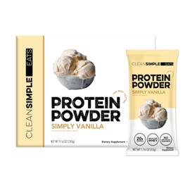 Clean Simple Eats Whey Isolate Protein Powder, Simply Vanilla, Naturally Sweetened, Zero Added Sugar, 20g 100% Grass Fed Protein Powder with Digestive Enzymes, Gluten Free, Non GMO, 10 Stick Packs