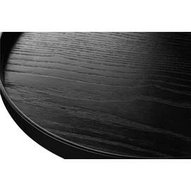 Round Solid Wood Serving Tray Extra Large Tea Coffee Snack Food Meals Serving Plate Non-Slip Kitchen Party Bar Server Ottoman Tray Breakfast Tray with Raised Edges (18inch/45cm) Black