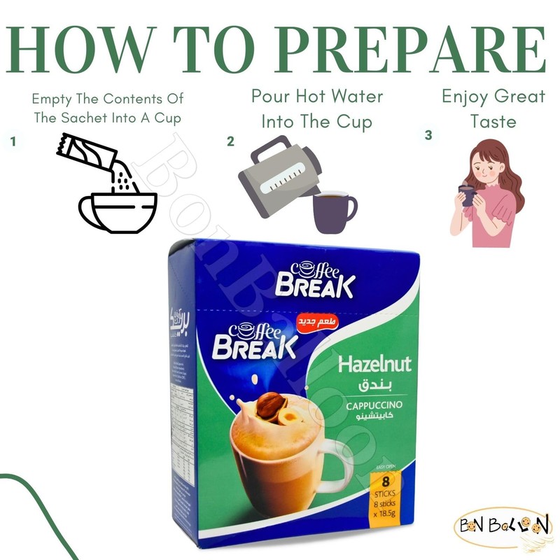 Coffee Break Cappuccino With Hazelnut Flavor Premium Instant Coffe Oriental