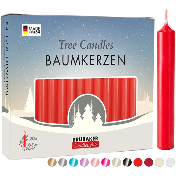 BRUBAKER Tree Candles - Pack of 20 - Red -