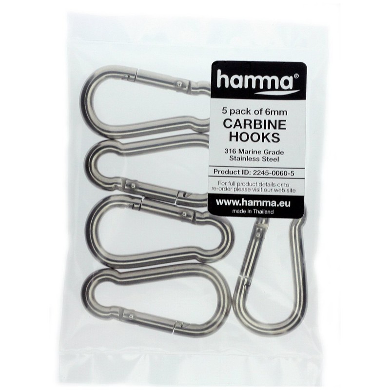 Hamma 5 Pack Carabina / Carabiner / Carbine Clip 6mm