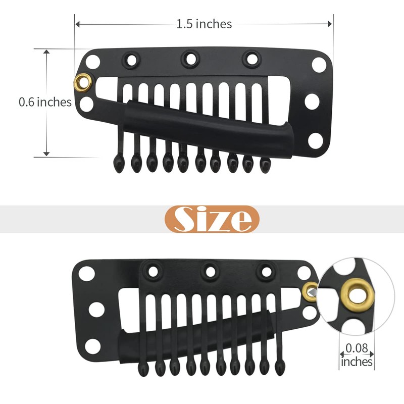 Dreamlover Wig Clips, Hair Extension Clips, 10 Teeth, Black, 30