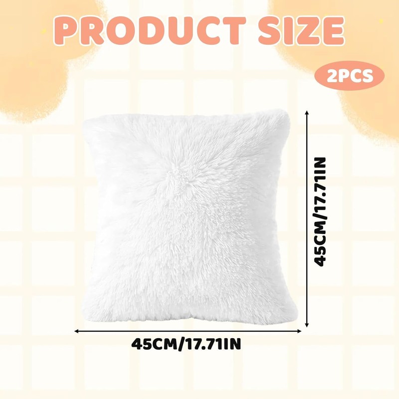 KYEDGC 2Pcs White Cushion Covers, Decorative Pillows for Bed, 45x45