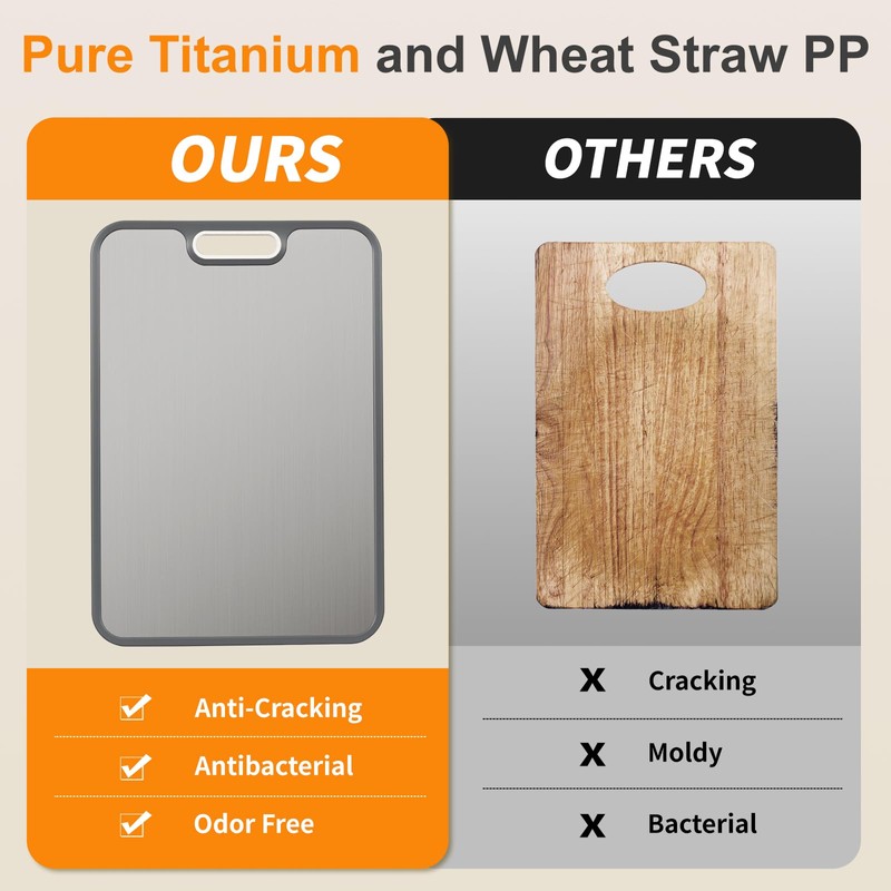 Infumm Titanium cutting boards for Kitchen,Double Sided Food Grade,Pure Titanium