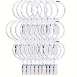 35 Pcs Openable Curtain Clips with Rings White 2Inch Strong Metal Decorative Curtain Clip, Rustproof Drapery Open Clip Rings Curtain Rod Clips Hangers for Bathroom, Living and Guest Room