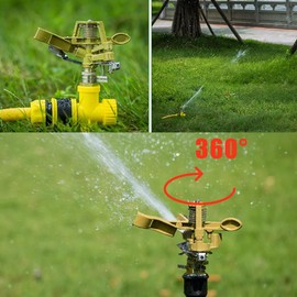 Lwuey Impact Sprinkler Head, Impulse Sprinklers Water Irrigation Sprayer 360 ° Zinc Alloy Ground Insert Adjustable 20-40 FT Spray Distance Large Area Coverage Pattern for Patio Garden Yard Lawn(1/2")