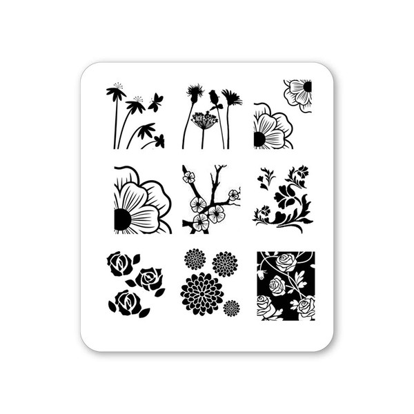 Winstonia Nail Stamping Plate Summer Spring Floral and Flowers Manicure Designs