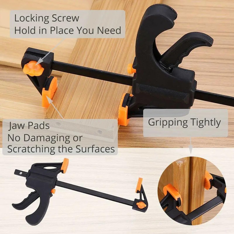 Anhoer 4Pcs Quick Grip Clamps 4" Woodworking F Clamps Quick