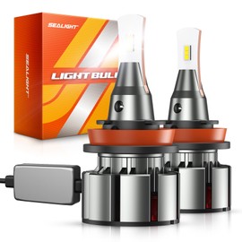 SEALIGHT H9/H8 Bulbs, 36000LM 800% Ultra-Brightness, Real 1:1 Halogen Mini Size, 10-Year Extended Lifespan, 6000K White Illumination for Automotive L2 H11 Fog Lights, Plug and Play, Pack of 2
