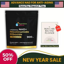 Nutrition Phirst 900mg - NAD+ Supplement for Skin Aging Support, Energy & Focus -100 Count-Vitamin & Wellness Supplements Dietary Healthcare - Color: Black