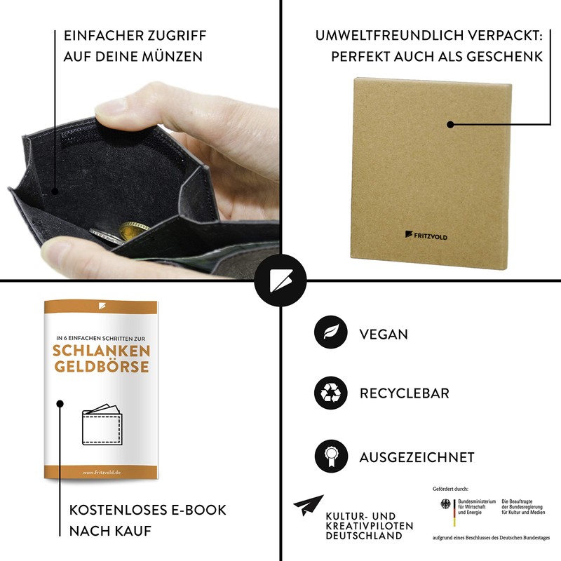 FRITZVOLD ® Men's Wallet with RFID Protection Black Wallet Men's