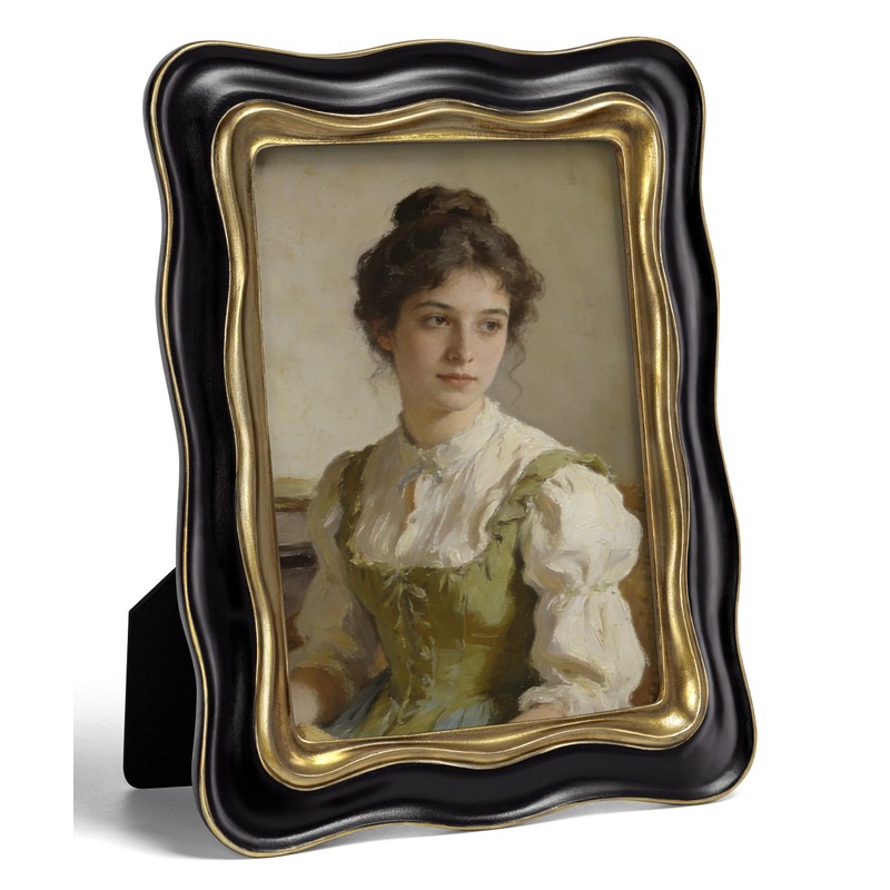 Afuly Black 5x7 Picture Frame Vintage Gold Wavy Resin Photo