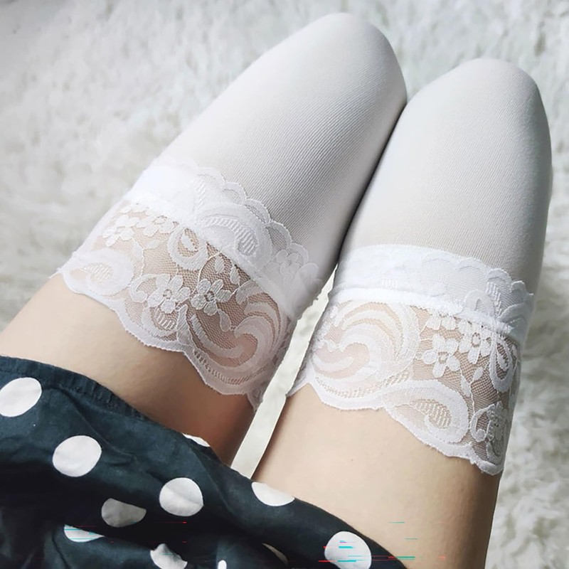 SHUCLASS Knee High Socks, Knee High Socks, with Lace, Lolita