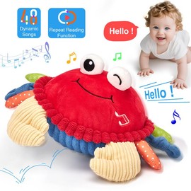 Baby Toys 12-18 Months, Musical Interactive Bouncing Crab Plush Toy - 48 Songs & Recording Feature, Dancing Walking Moving Bouncing Tummy Time Toy, Sensory Toys for Toddlers 1-3, Birthday Gifts for Infants