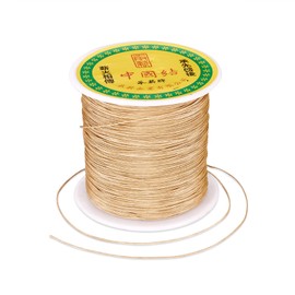 PandaHall 150 Yards 0.5mm Braided Nylon Thread Silky Chinese Knotting Cord Shamballa Macrame Thread Cord Beading String for Kumihimo Macramé Friendship Bracelets Making, BurlyWood