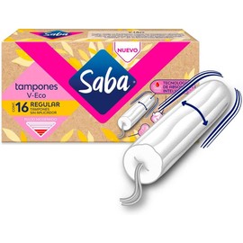 Saba Tampones Regular V-eco Flujo Moderado sin aplicador, 16 piezas