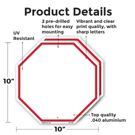 Blank Sign White Background (2 Pack) 10 inch X 10 inch Octagon Rust Free Aluminum Metal Signs Weather Resistant, UV Protected for Workplace, Private Property, and Construction Site, Made in the USA
